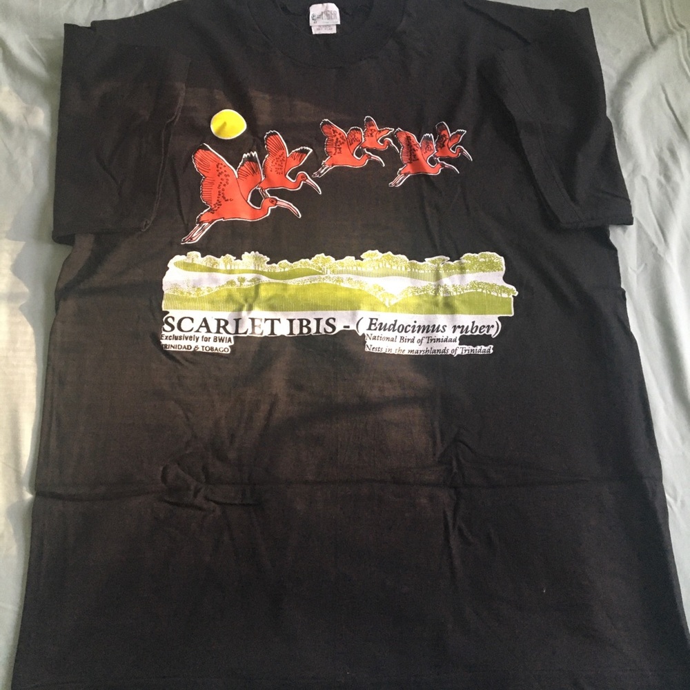 Black Scarlet Ibis graphic t-shirt, size M.